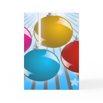 Shiny Colourful Christmas Balls Blank Card