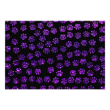 Shiny Glitter Dog Paws Pawprints Purple, Black Photograph