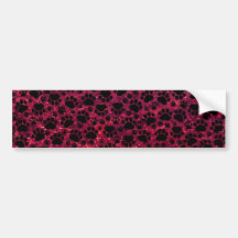 Shiny Glitter Dog Paws Traces Pawprints Red, Black Bumper Stickers