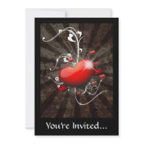 Shiny Heart with Swirly Grunge Background Custom Invites
