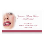 Shiny Pink Lipstick Woman Business Cards