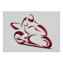 Shiny Red Metallic Motorcycle Racer Personalized Invitations