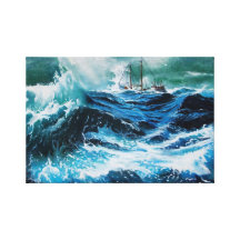 Ship In the Sea in Storm Gallery Wrap Canvas