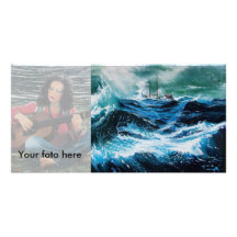 Ship In the Sea in Storm Photo Greeting Card
