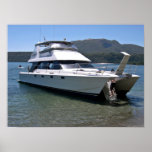 Ship on Beach with mountain in background Print