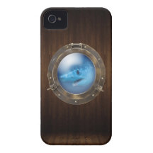 Ship Porthole with shark iPhone 4 Case-Mate Cases