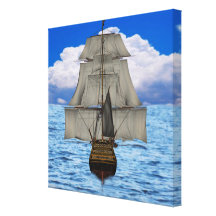 Ship sailing stretched canvas print