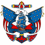 Ship Tattoo in Red and Blue Christmas Ornament Photo Cut Out