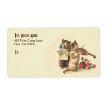Shipping Label for Cat and Music Lovers