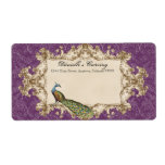 Shipping Labels, Purple Vintage Peacock & Etchings