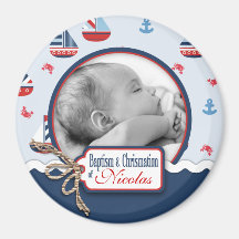 Ships Ahoy! Baptism Round Magnet