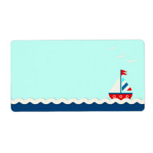 Ships Ahoy! Name Tag Aqua Shipping Labels