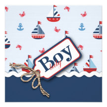 Ships Ahoy! Square Custom Invitations