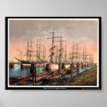Ships in the Harbor, Hamburg, Germany Print