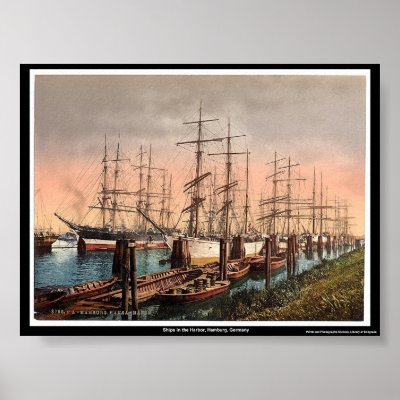 Ships in the Harbour, Hamburg, Germany Posters by eyecandy