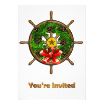 Ship's Wheel Wreath Custom Invites
