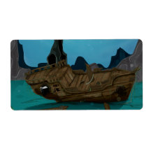 Shipwreck underwater custom shipping label