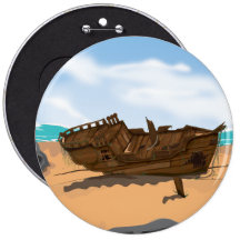 Shipwreck underwater pinback button