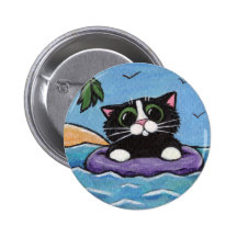 Shipwrecked Cat - Cat Art Button