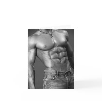 Shirtless Male In Jeans Notecard