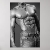 Shirtless Male In Jeans Poster