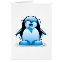 Shivering Cold Blue Tux Greeting Cards