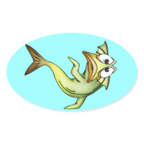 Shocked Fish Oval Stickers