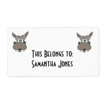 shocked hippo face personalized shipping label