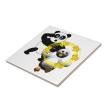 SHOCKED PANDA ~ PENGUIN JUGGLING DUCKS TILE