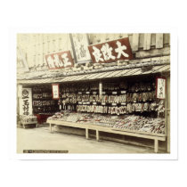 Shoe shop in Kyoto, c.1890 (hand-coloured photo) posters