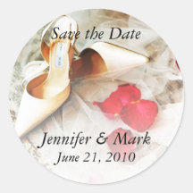 Shoes & Roses Save The Date Sticker