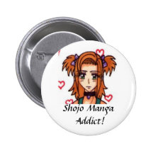 Shojo Manga Addict! Pinback Buttons