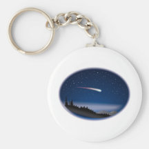 Shooting Star Over Night Landscape Key Chain