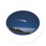 Shooting Star Over Night Landscape Round Sticker