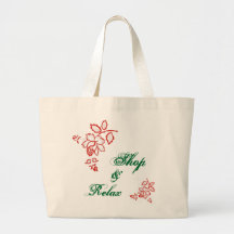 Shop & relax, floral design canvas bag