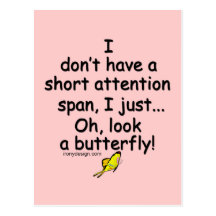 Short Attention Span Butterfly Postcard