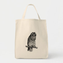 Short Eared Owl Owls Vintage Wood Engraving Bag
