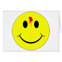 Shot Dead Head Smiley Face Bleeding Bullet Hole Cards