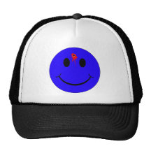 Shot Dead Head Smiley Face Bleeding Bullet Hole Mesh Hat