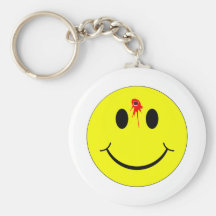 Shot Dead Head Smiley Face Bleeding Bullet Hole Keychains