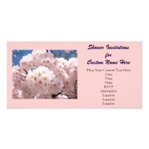Shower Invitations Pink Spring Flower Blossoms Photo Cards