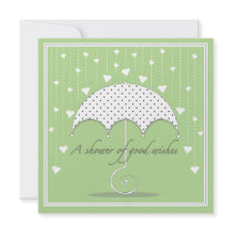 Shower of Hearts Green Baby Shower Invitation