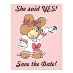 showing off ring bride to be teddy bear custom invitation