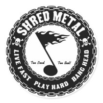 Shred Metal Round Stickers
