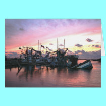 Shrimp Boats at Sunset cards