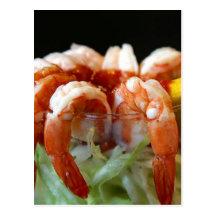 Shrimp Cocktail Lemons Lettuce Seafood Post Cards