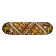 Shrimp vegetables and rice for food lovers skate board