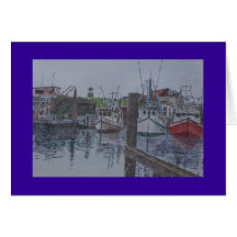 shrimpboats à la baie carte de vœux