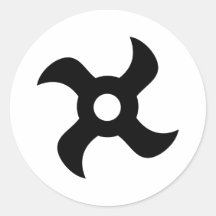 shuriken black ninja star round sticker