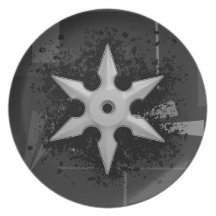 Shuriken with Splatter Background Dinner Plate